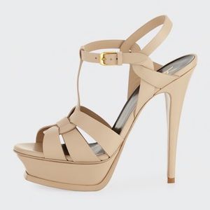 YSL gold platform tribute heels